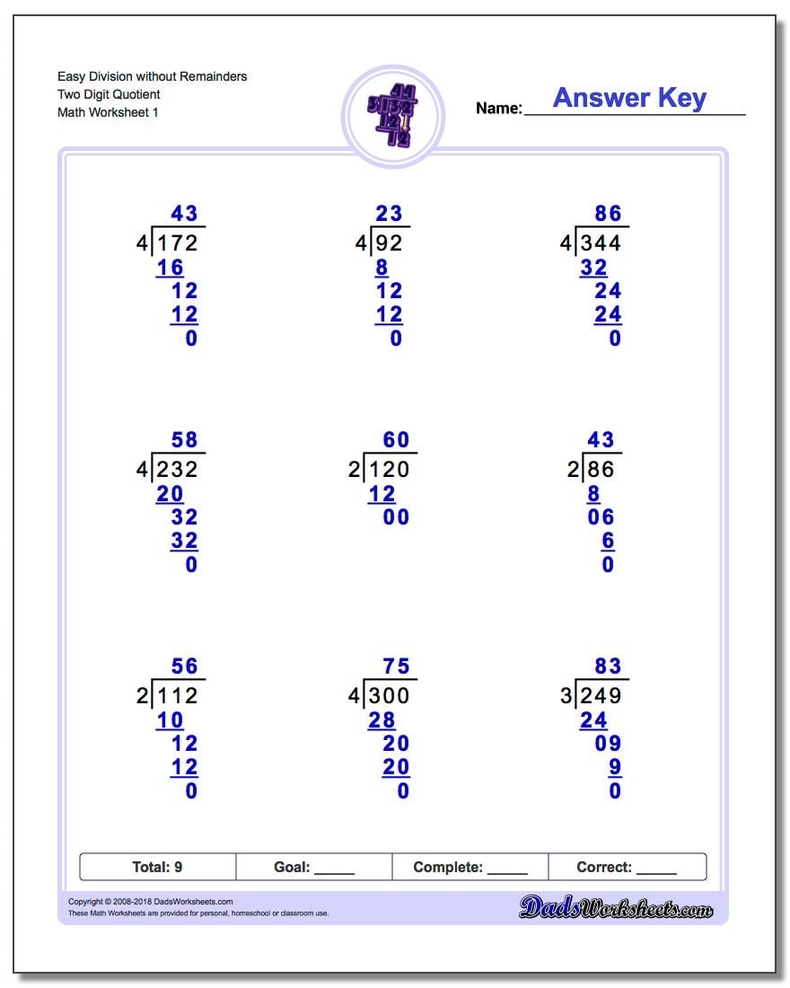 Long Hand Division Worksheet | Long Division Worksheets