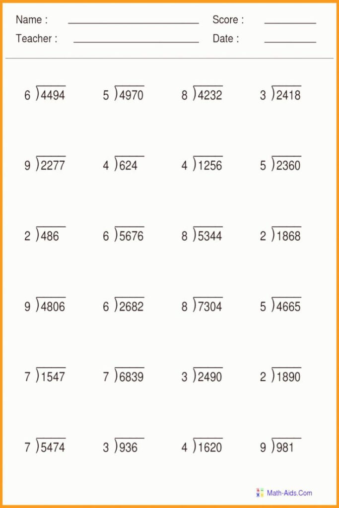 Elementary Long Division Worksheets | Long Division Worksheets