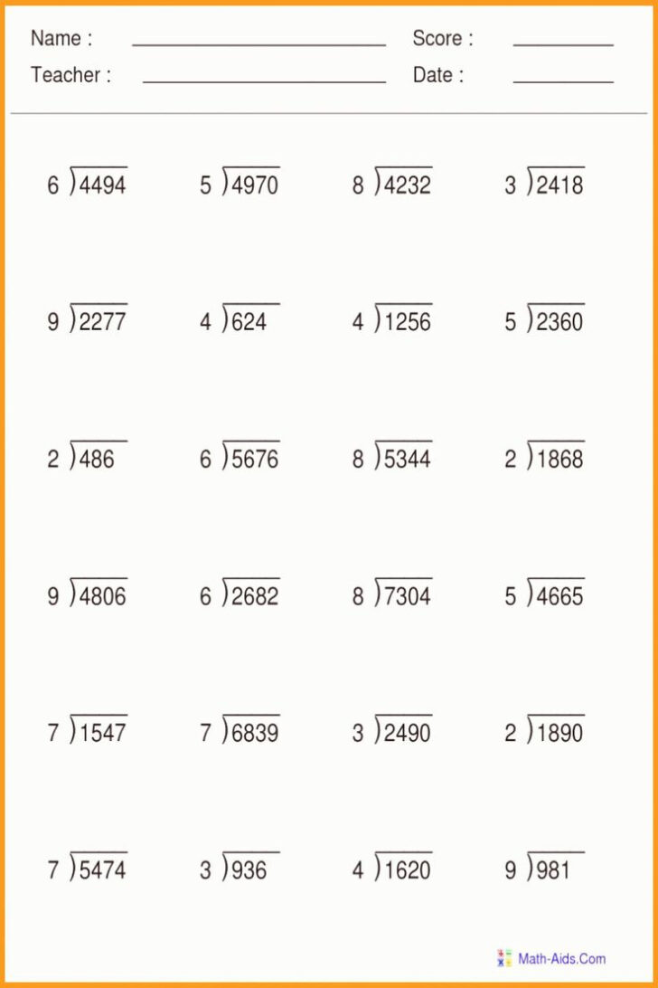 Elementary Long Division Worksheets