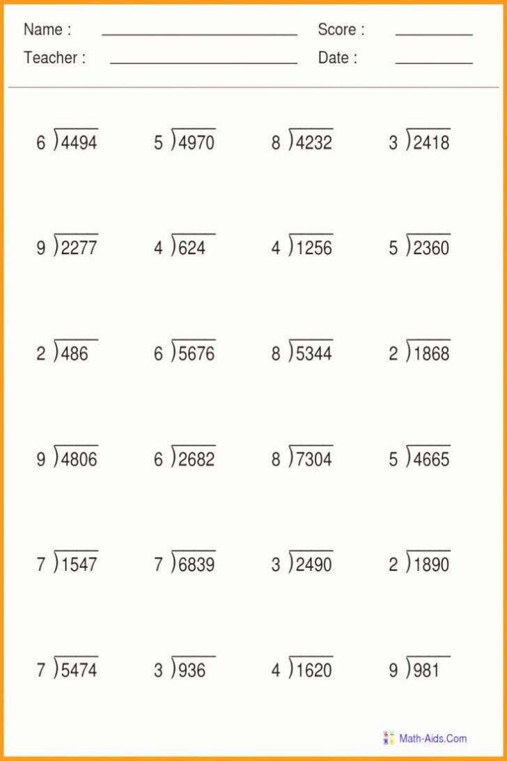 High School Long Division Worksheets Long Division Worksheets