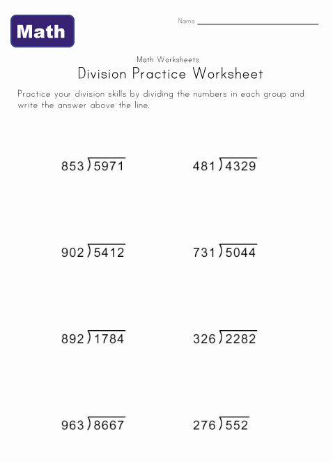 Long Division Worksheets Division Practice Long Division Practice 