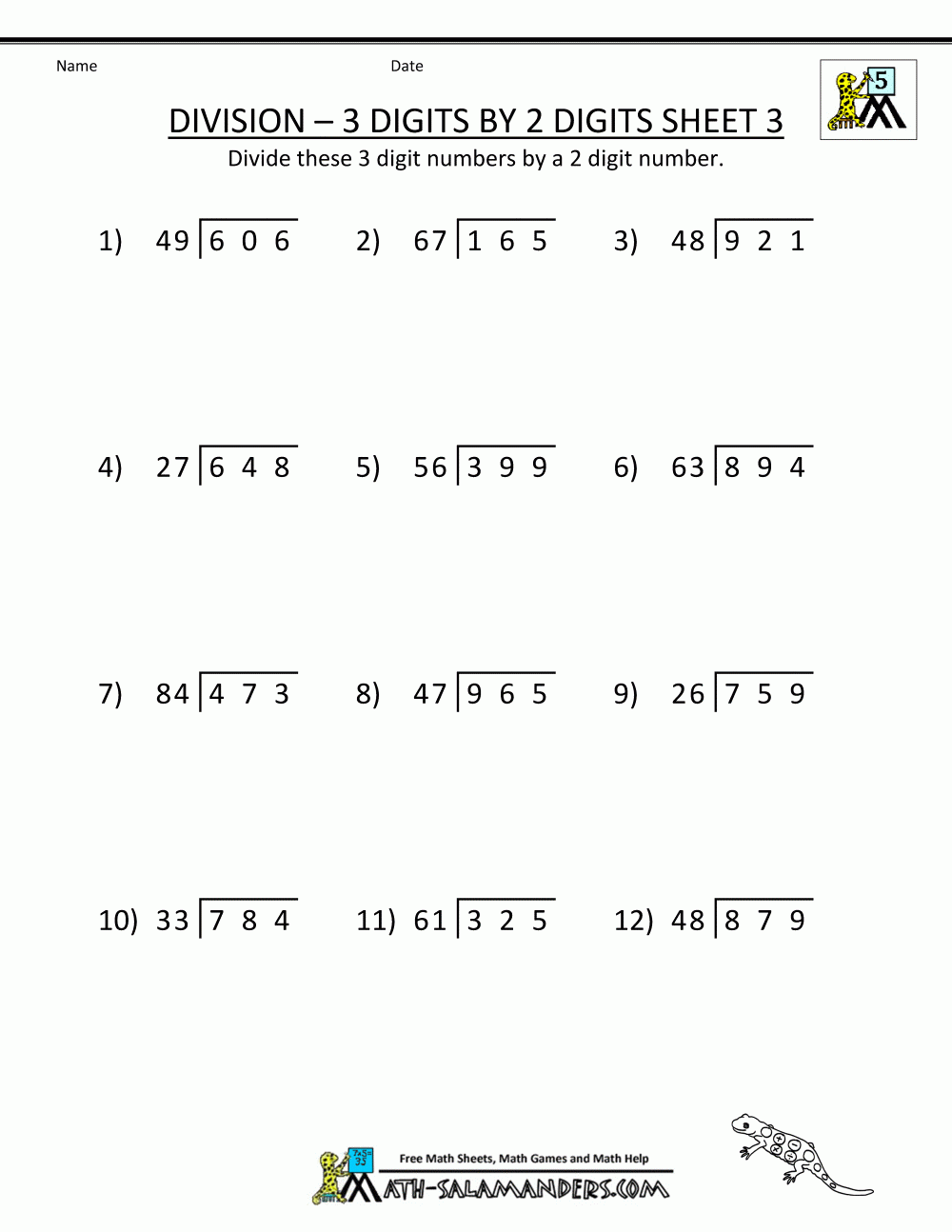 Long Division Worksheets For 5th Grade Long Division Worksheets Math 