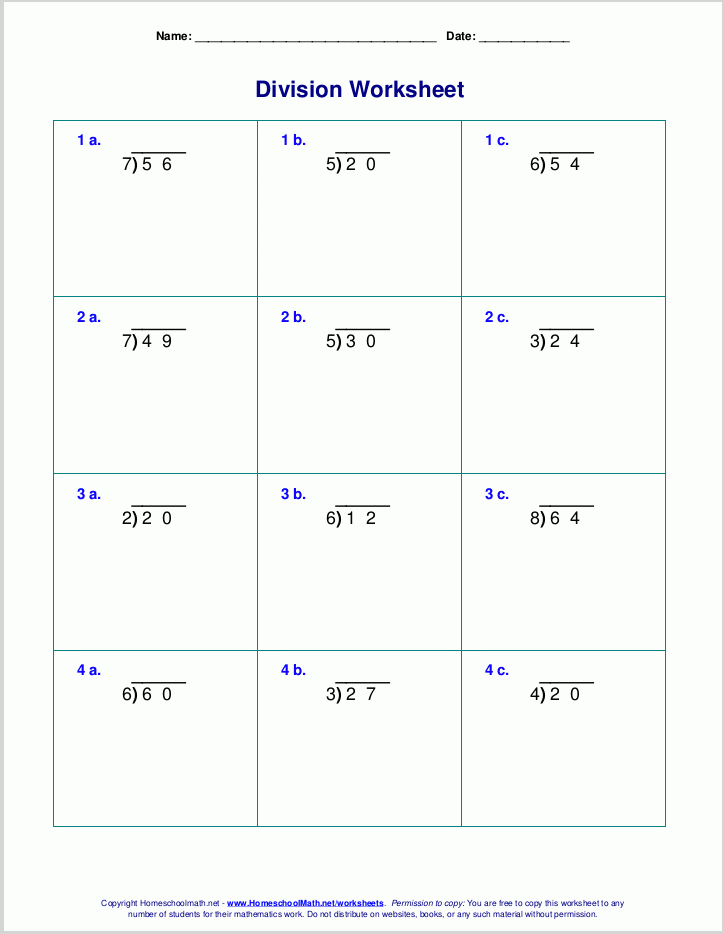 Long Division Worksheets For Grades 4 6