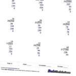 Long Division Worksheets Printable With Answer Keys That Show All The