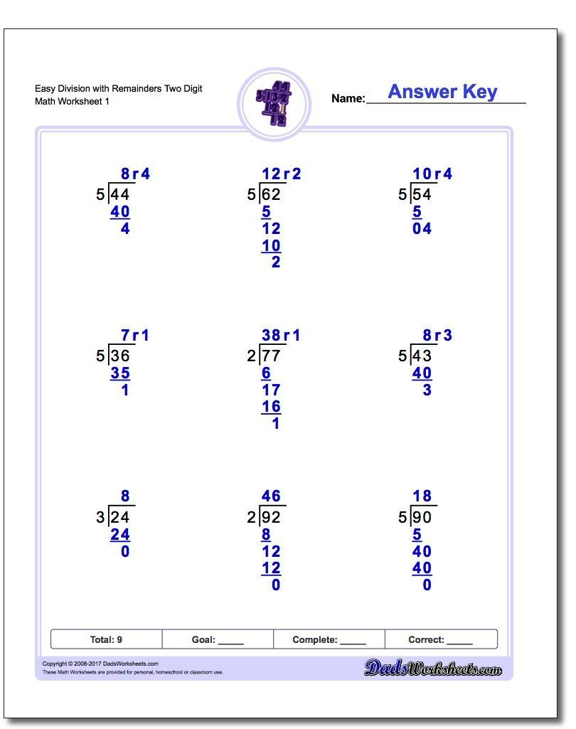 Long Division Worksheets These Long Division Worksheets Have Quotients 