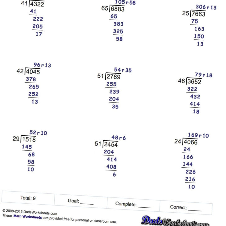 Difficult Long Division Worksheets