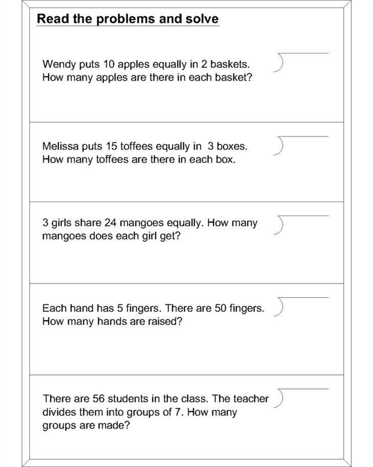 Long Division Word Problem Worksheet