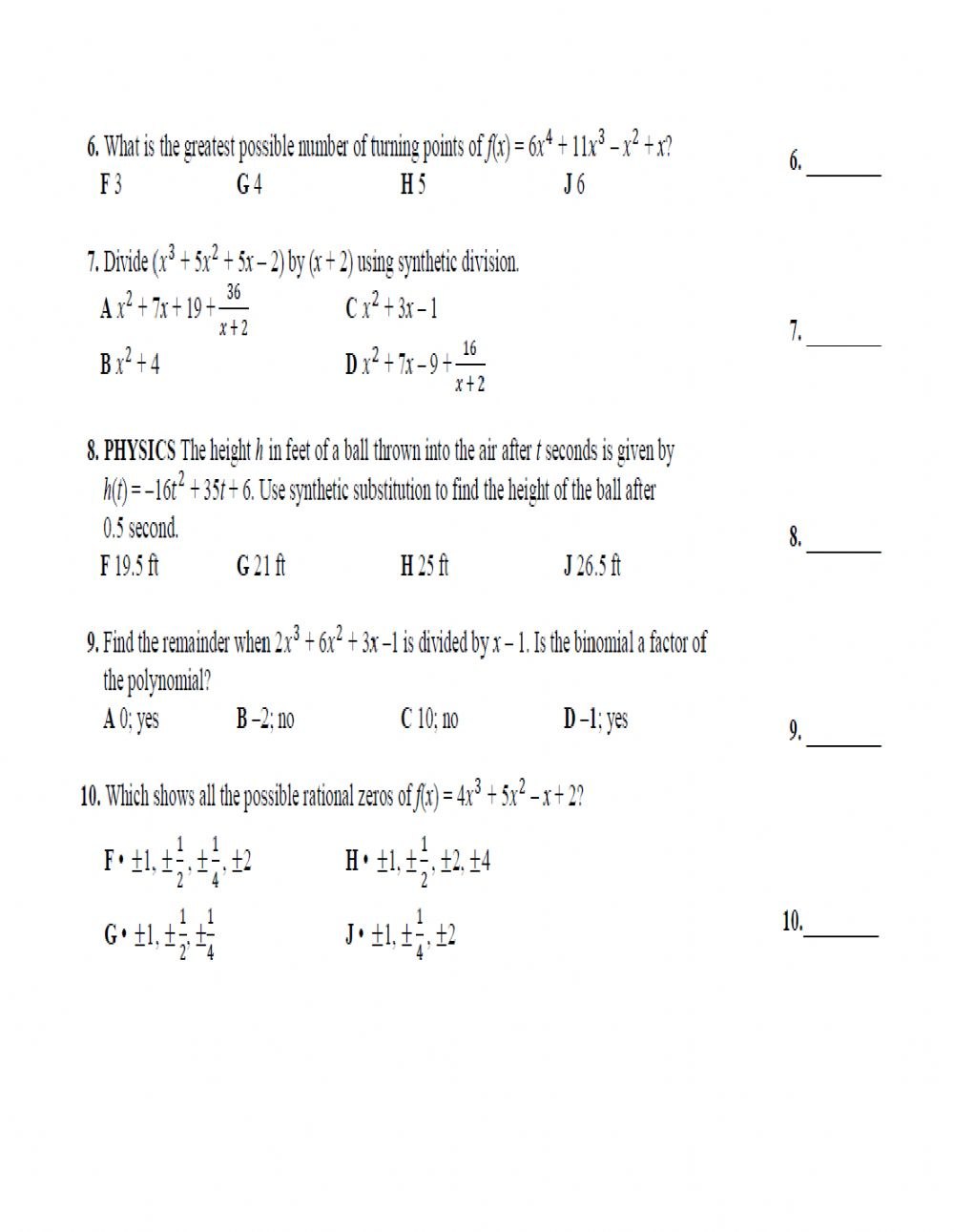 Polynomial Long Division Problems Worksheet Long Division Worksheets