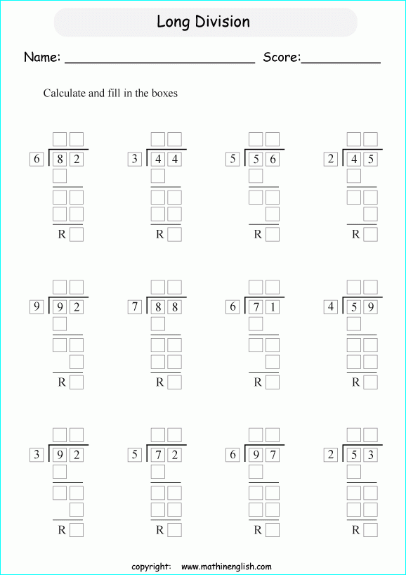Two Digit Long Division Worksheets Long Division Worksheets