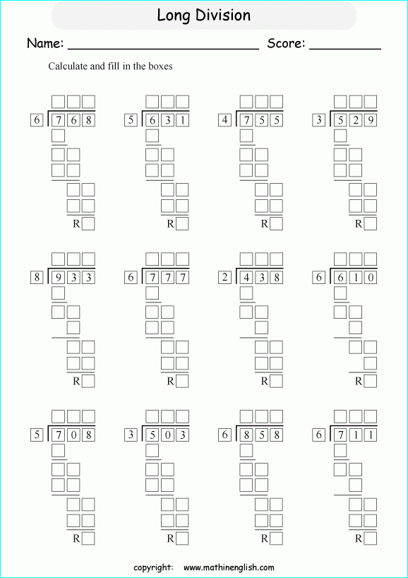 Printable Primary Math Worksheet For Math Grades 1 To 6 Based On The 