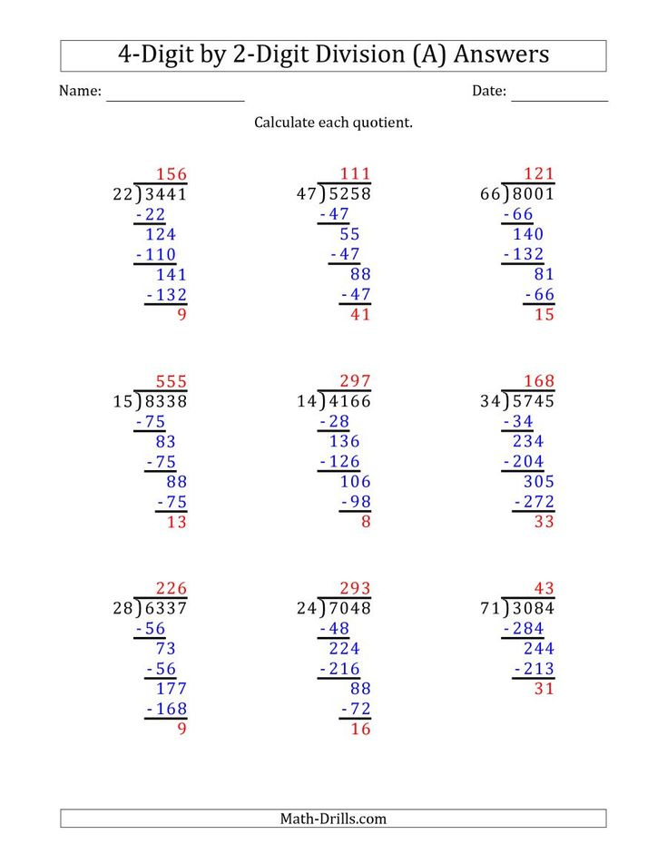 The 4 Digit By 2 Digit Long Division With Remainders And Steps Shown On 
