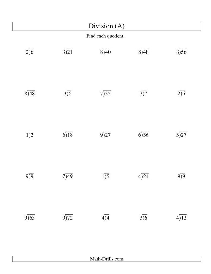 The Long Division One Digit Divisor And A One Digit Quotient With No 