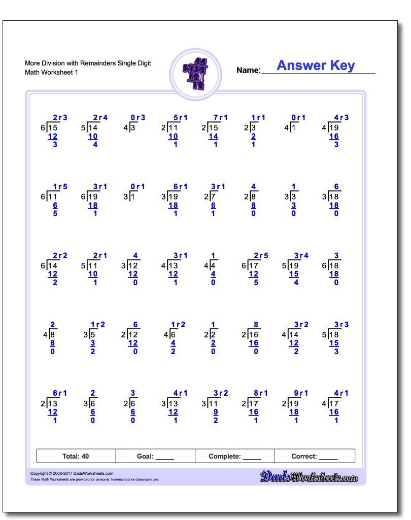 These Long Division Worksheets Have Quotients With Remainders Each 