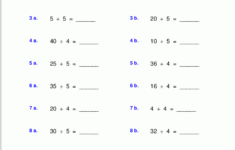 Worksheets For Basic Division Facts grades 3 4