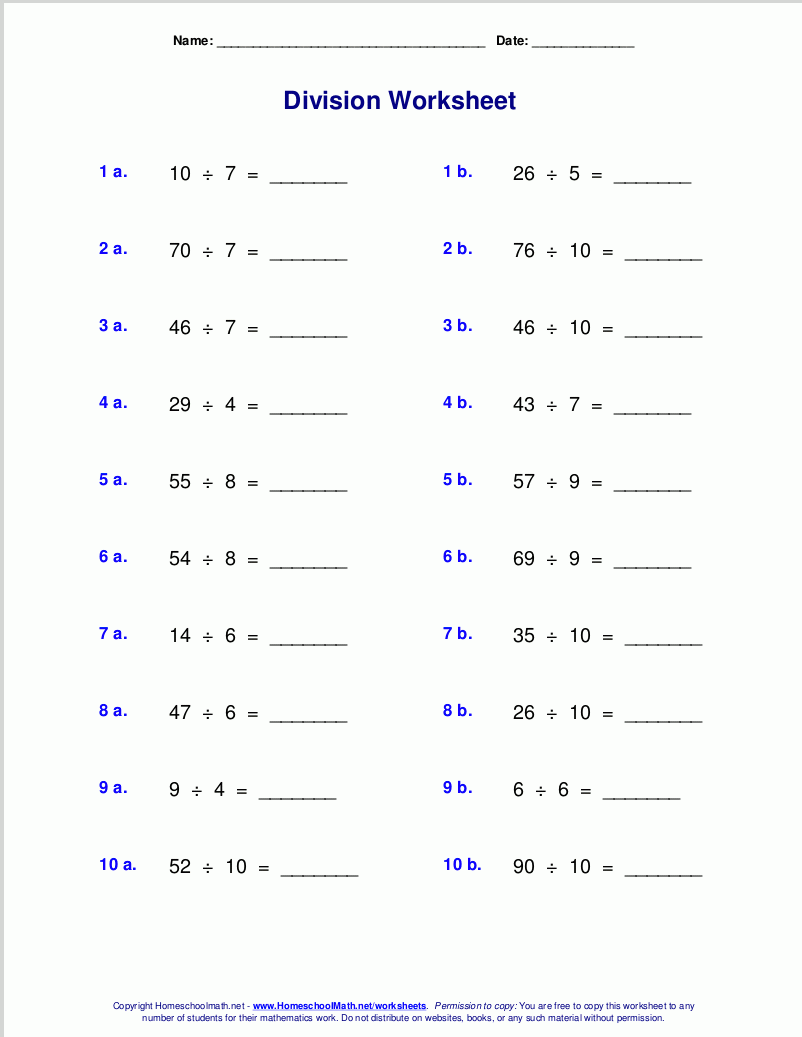 Easy Division With Remainders Worksheets Long Division Worksheets