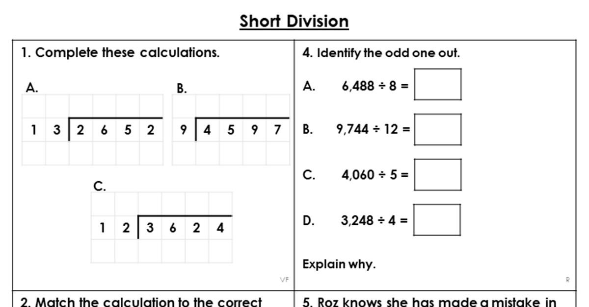 Year 6 Short Division Lesson Classroom Secrets Classroom Secrets